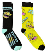 NICKELODEON RUGRATS Men’s 2 Pair Of REPTAR Socks ‘RAWR’ - Novelty Socks And Slippers