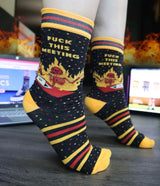 GROOVY THINGS Brand Ladies SKELETON ‘FUCK THIS MEETING’ Socks - Novelty Socks And Slippers