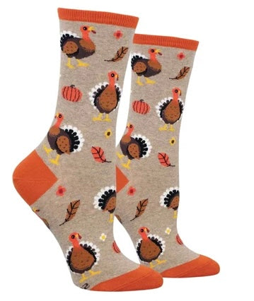LET’S TALK TURKEY Ladies THANKSGIVING TURKEY Socks SOCKSMITH Brand