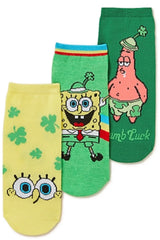 SPONGEBOB SQUAREPANTS Ladies 3 Pair Of SAINT PATRICKS DAY No Show Socks - Novelty Socks for Less