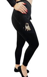 URBAN ATHLETICS Ladies PUG DOG High Rise Leggings With Pockets E&S Pets - Novelty Socks for Less