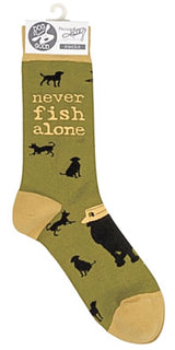 PRIMITIVES BY KATHY Unisex With Dog ‘NEVER FISH ALONE’ Socks - Novelty Socks for Less