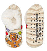 SHREK Ladies GINGERBREAD MAN & GUMDROPS CHRISTMAS Sherpa Lined Gripper Bottom Slippers - Novelty Socks for Less