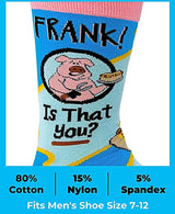 FABDAZ BRAND MEN’S PIG WITH HOT DOGS SOCKS ‘FRANK! IS THAT YOU?’ - Novelty Socks for Less