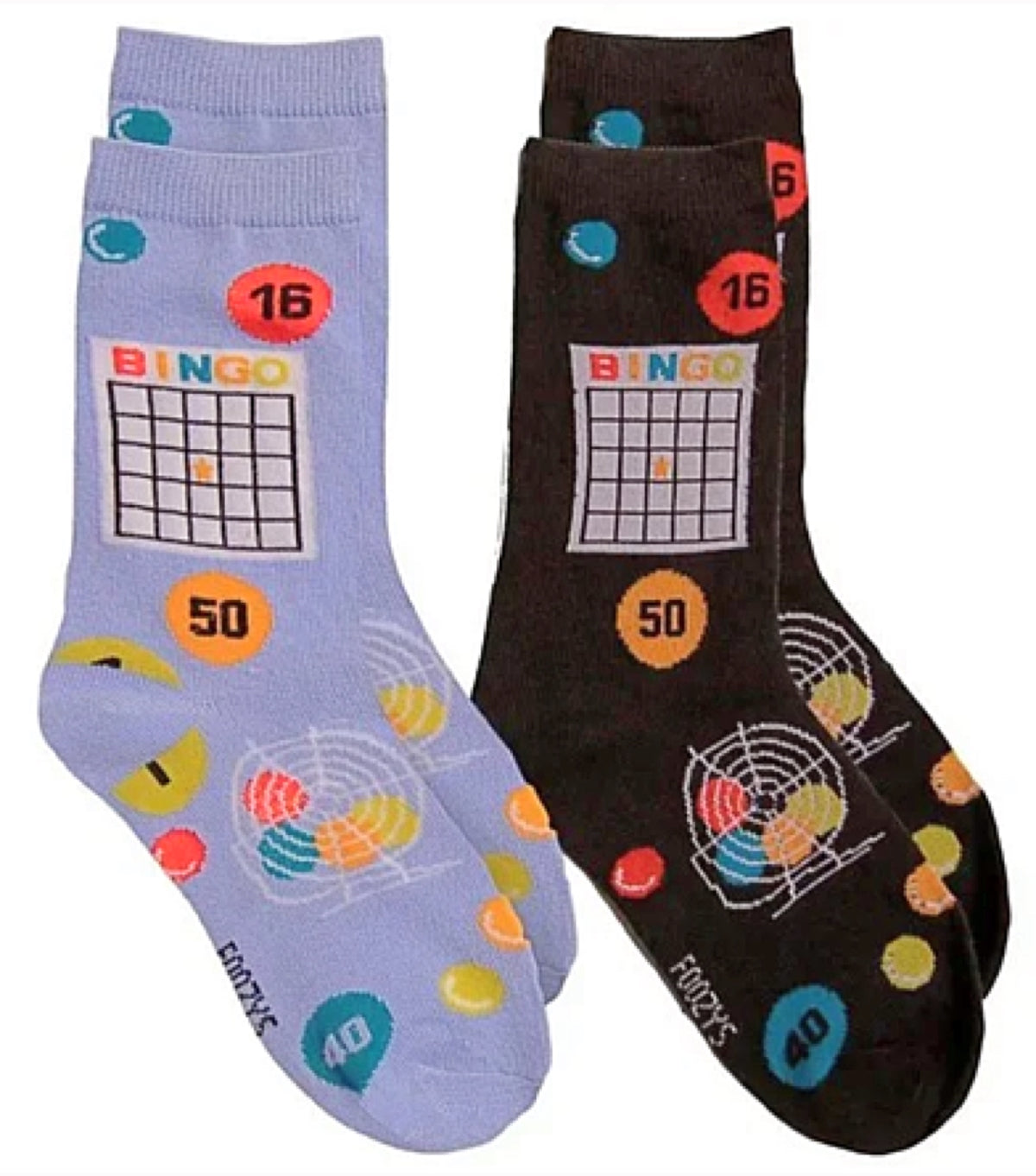 FOOZYS Ladies 2 Pair BINGO BOARD GAME Socks - Novelty Socks for Less