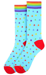 PARQUET BRAND Men's RAINBOW STARS Socks (CHOOSE COLOR GRAY OR BLUE) - Novelty Socks for Less