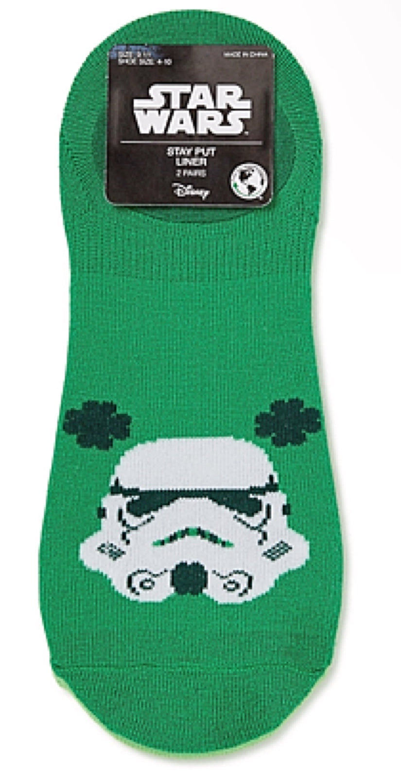 STAR WARS Ladies 2 Pair ST. PATRICKS No Show Liner Socks STORMTROOPER - Novelty Socks for Less