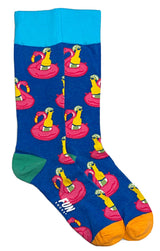 FUN SOCKS Brand Men’s FLAMINGO RAFTS & BEER Socks - Novelty Socks for Less