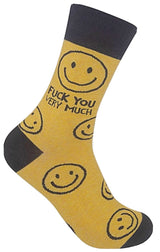 FUNATIC Brand Unisex FUCK YOU VERY MUCH Socks With SMILEY FACES - Novelty Socks for Less