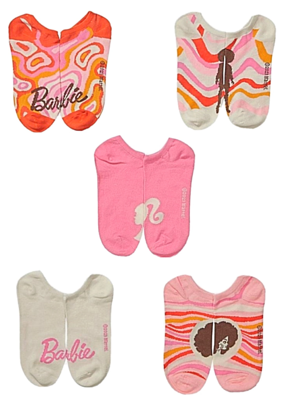 BARBIE DOLL Ladies 5 Pair Of GROOVY No Show Socks - Novelty Socks for Less