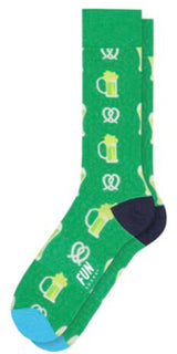 FUN SOCKS BRAND Men’s BEER & PRETZELS Socks SAINT PATRICKS DAY - Novelty Socks for Less