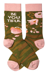 PRIMITIVES BY KATHY Unisex CAMO PRINT Socks Says ‘BE YOU TIFUL’ - Novelty Socks for Less