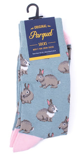 PARQUET Brand Men’s BUNNY RABBITS Socks (CHOOSE COLOR) - Novelty Socks for Less