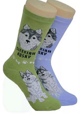 FOOZYS Ladies 2 Pair SIBERIAN HUSKY Socks - Novelty Socks for Less