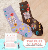 FOOZYS Ladies 2 Pair BINGO BOARD GAME Socks - Novelty Socks for Less