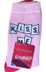 SCRABBLE BOARD GAME Ladies VALENTINE’S DAY Socks ‘KISS ME’ - Novelty Socks for Less