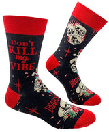 FABDAZ Brand Men’s SKULL Socks ‘DON’T KILL MY VIBE’ ‘DEAD SERIOUS’ - Novelty Socks for Less