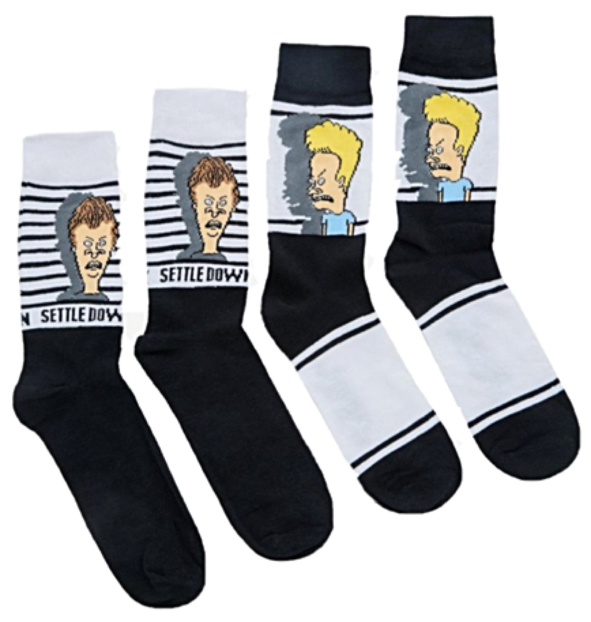 BEAVIS & BUTT-HEAD Men’s 2 Pair Of Socks ‘SETTLE DOWN' - Novelty Socks for Less