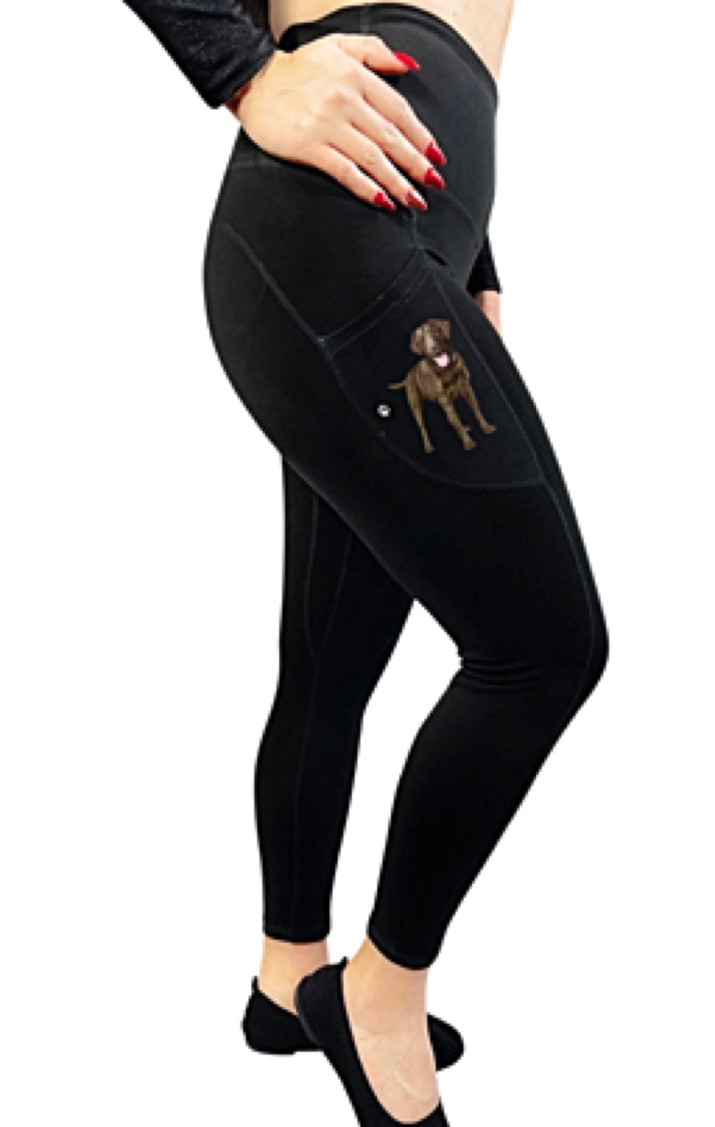 URBAN ATHLETICS Ladies CHOCOLATE LABRADOR High Rise Leggings With Pockets E&S Pets - Novelty Socks for Less