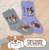 FOOZYS Ladies 2 Pair BULLDOG Socks - Novelty Socks for Less