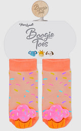 BOOGIE TOES Unisex Baby CUPCAKE Rattle Gripper Bottom Socks By PIERO LIVENTI - Novelty Socks for Less