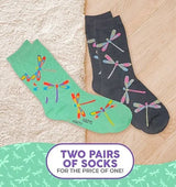 FOOZYS BRAND Ladies 2 PAIR DRAGONFLY Socks - Novelty Socks for Less