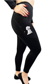 URBAN ATHLETICS Ladies BICHON FRISE High Rise Leggings With Pockets E&S Pets - Novelty Socks for Less
