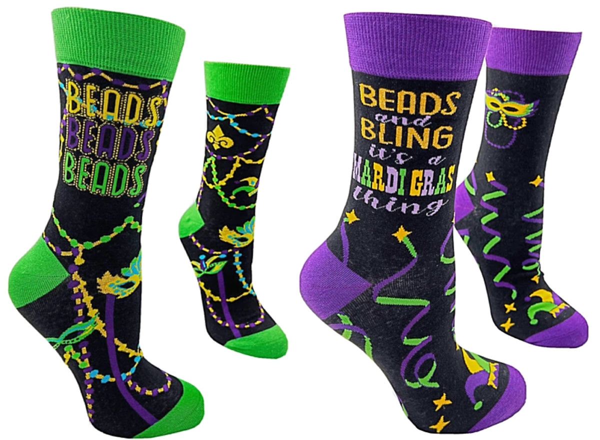 FABDAZ Brand Ladies MARDI GRAS Socks CHOOSE STYLE - Novelty Socks for Less
