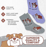 FOOZYS Ladies 2 Pair BULLDOG Socks - Novelty Socks for Less