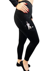 URBAN ATHLETICS Ladies BORDER COLLIE High Rise Leggings With Pockets E&S Pets - Novelty Socks for Less