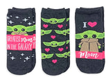 STAR WARS Ladies MOTHER’S DAY BABY YODA 3 Pair No Show Socks BABY YODA - Novelty Socks for Less