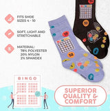 FOOZYS Ladies 2 Pair BINGO BOARD GAME Socks - Novelty Socks for Less