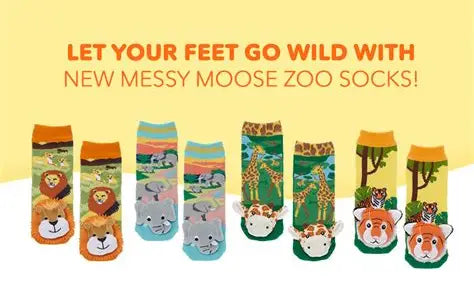 GORILLA & BANANAS Unisex Toddler Gripper Bottom Socks MESSY MOOSE Brand - Novelty Socks And Slippers