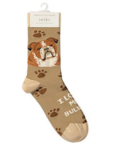 PRIMITIVES BY KATHY Unisex Socks ‘I LOVE MY BULLDOG’ - Novelty Socks for Less
