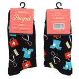 Parquet Brand LADIES DOCTORS, NURSE MEDICAL Socks WITH SCRUBS, STETHOSCOPE, BAND-AIDS - Novelty Socks for Less