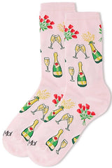 MeMoi BRAND LADIES CHAMPAGNE TOAST & ROSES VALENTINE’S DAY SOCKS - Novelty Socks for Less
