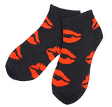 NOLLIA Brand Ladies VALENTINES DAY 6 Pair Of Low Cut Socks LIPS/KISSES - Novelty Socks for Less