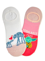 STAR WARS Ladies MOTHER’S DAY 2 Pair Liner Socks ‘YODA BEST MOM’ - Novelty Socks for Less