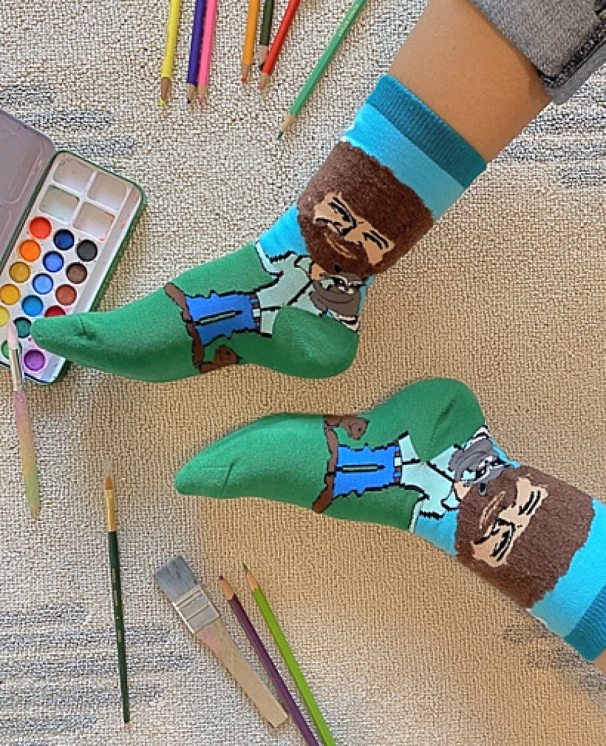 OOOH YEAH Brand Ladies BOB ROSS ‘LET’S PAINT’ - Novelty Socks for Less