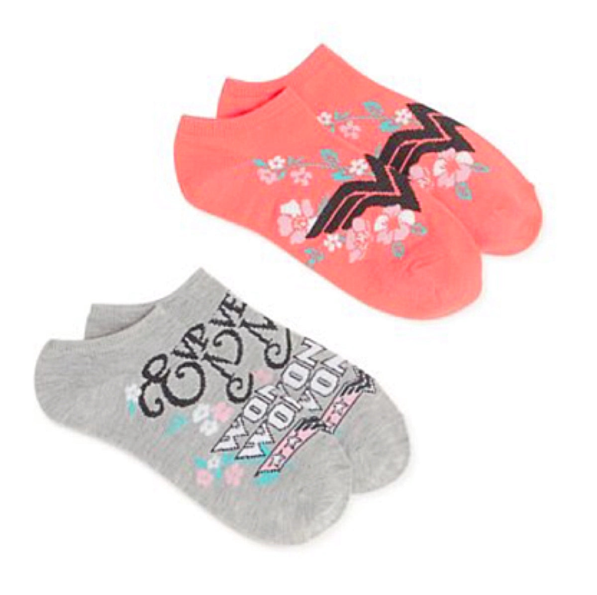 DC Comics Ladies WONDER WOMAN 2 Pair No Show Socks ‘EVERY MOM IS WONDER WOMAN’ - Novelty Socks for Less