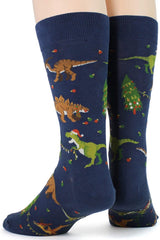 FOOT TRAFFIC Brand Mens CHRISTMAS DINOSAURS Socks 'TREE REX' - Novelty Socks for Less