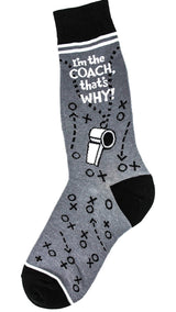 FOOT TRAFFIC Brand Men’s ‘I’M THE COACH' Socks - Novelty Socks for Less