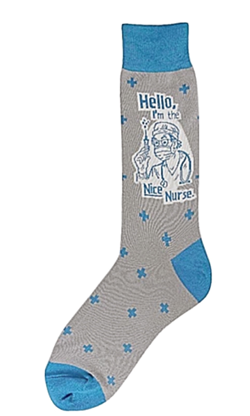 FOOT TRAFFIC BRAND MEN’S NURSE SOCKS ‘HELLO I’M THE NICE NURSE’ - Novelty Socks for Less