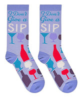 COOL SOCKS BRAND LADIES WINE SOCKS ‘I DON’T GIVE A SIP’ - Novelty Socks for Less