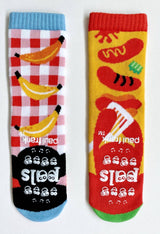 PALS SOCKS Brand Unisex JULIUS& BOB MISMATCHED GRIPPER BOTTOM SOCKS - Novelty Socks for Less
