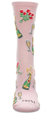 MeMoi BRAND LADIES CHAMPAGNE TOAST & ROSES VALENTINE’S DAY SOCKS - Novelty Socks for Less