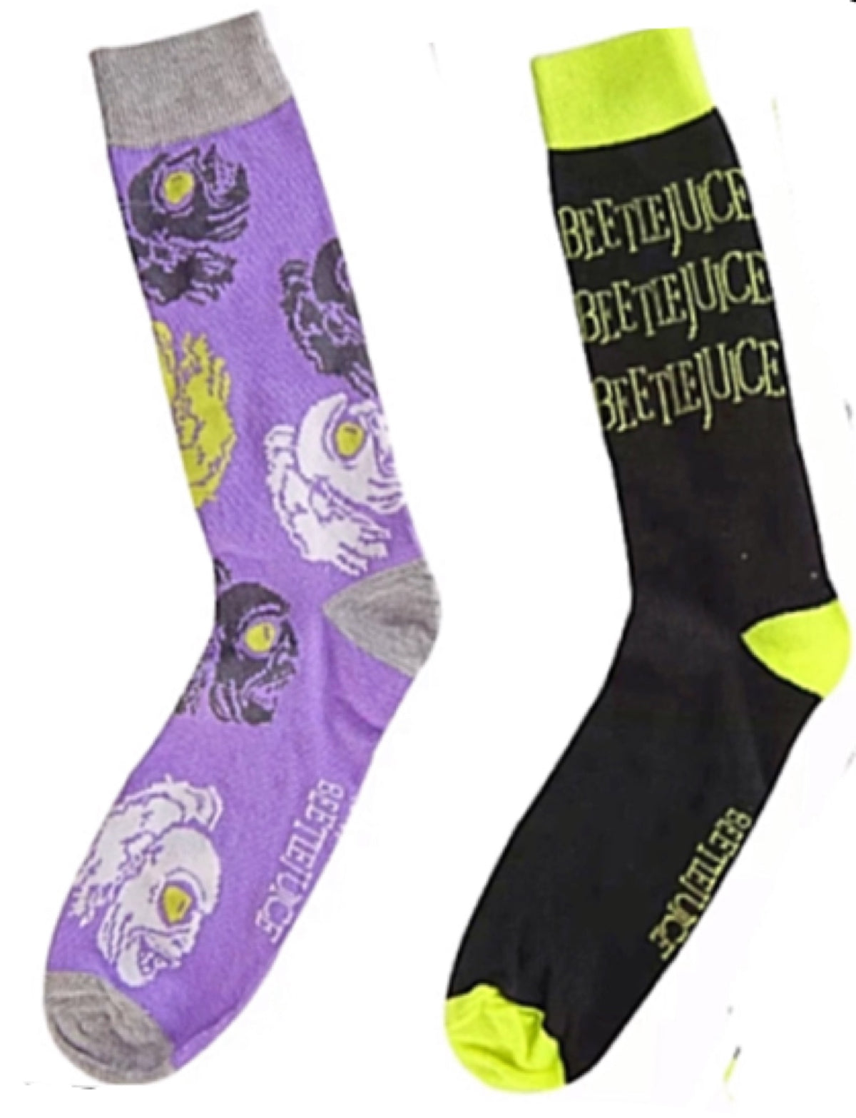 BEETLEJUICE Mens 2 Pair Of Socks - Novelty Socks for Less