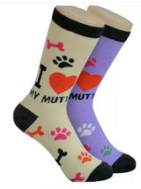 FOOZYS BRAND Ladies 2 PAIR I LOVE MY MUTT Socks - Novelty Socks for Less