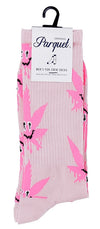 PARQUET Brand Men’s HAPPY POT MARIJUANA Socks (CHOOSE COLOR) - Novelty Socks for Less