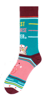 PARQUET Brand Men’s ‘BEST NURSE EVER’ Socks With Cat - Novelty Socks for Less